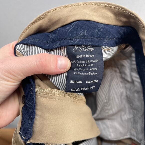 34 Heritage Pants Mens 32x32 Brown Verona Mid Rise Slim Leg Chino Stretch Casual - Picture 13 of 16